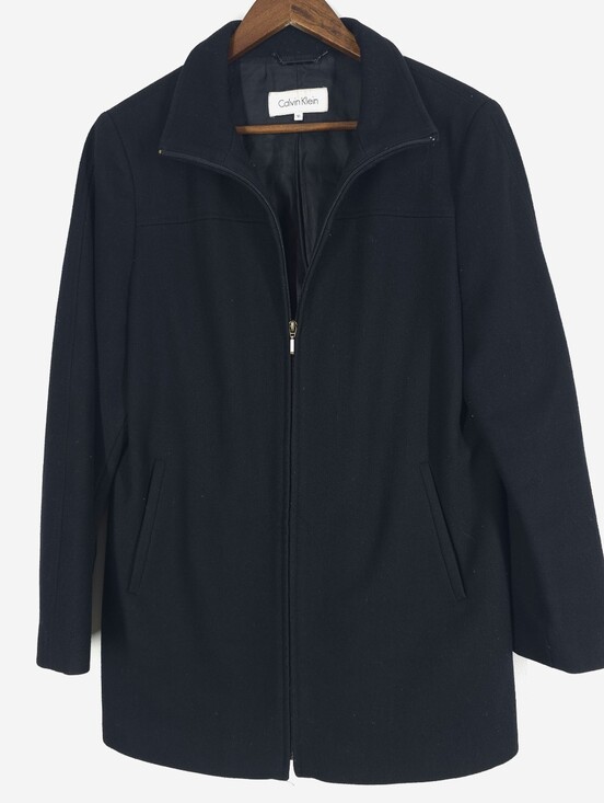 Calvin Klein Jackets & Blazers - Calvin Klein Wool Blend Zip Front Coat Size 10 Black